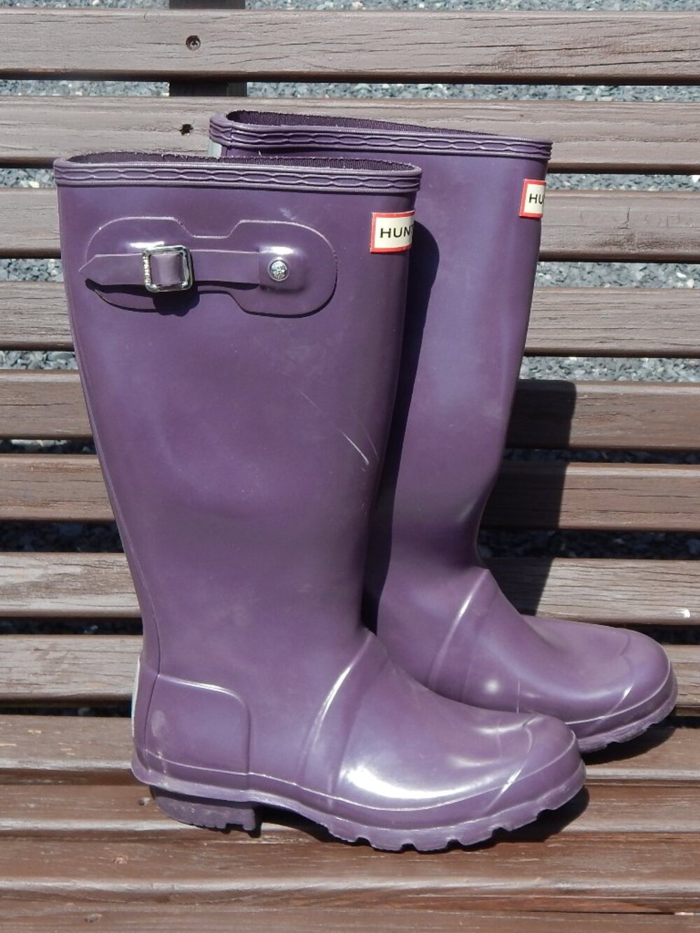 Hunter Original Kids Gloss Rain Boots Purple Waterproof JFT6000RGL Size 4B/5G